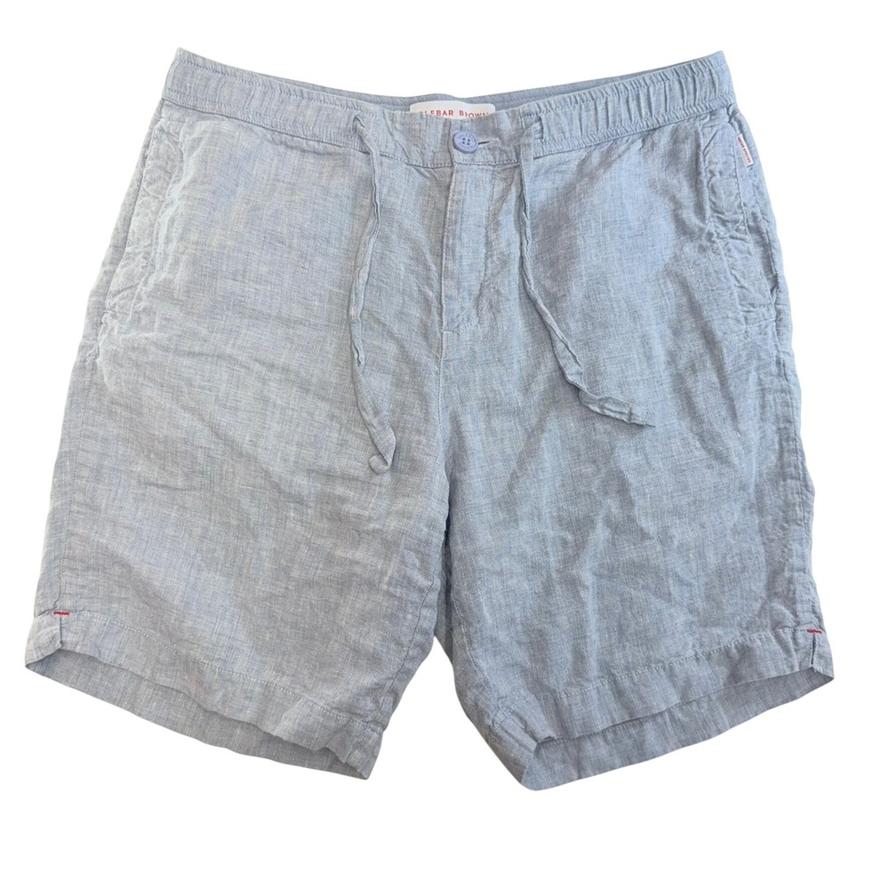 Orlebar Brown Horton Linen Shorts Mens 32 Blue Elastic Waist Drawstring Linen